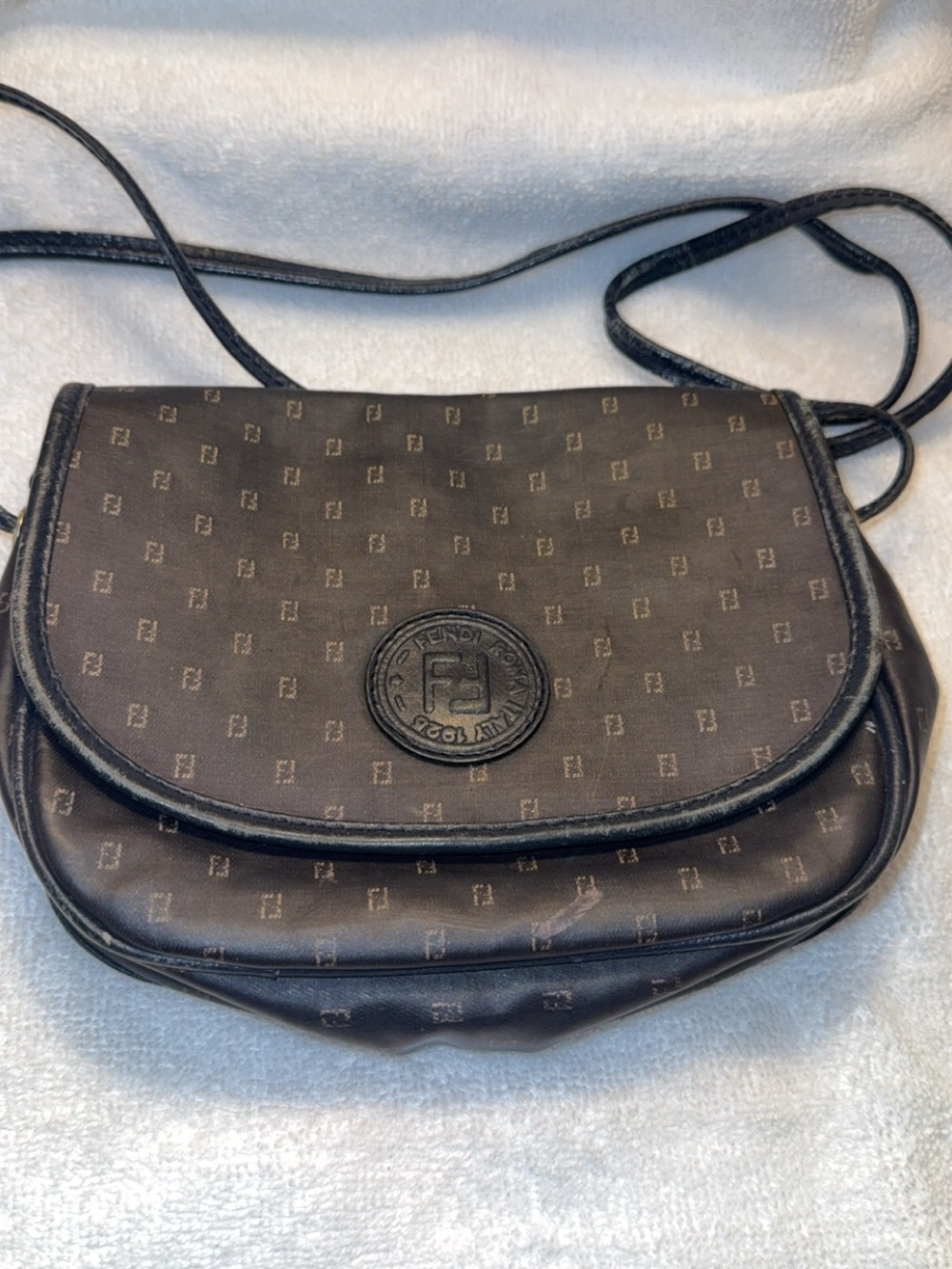 Fendi Black/Brown FF Logo Crossbody Bag